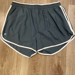 Fabletics Dark Gray Athletic Shorts with White Trim